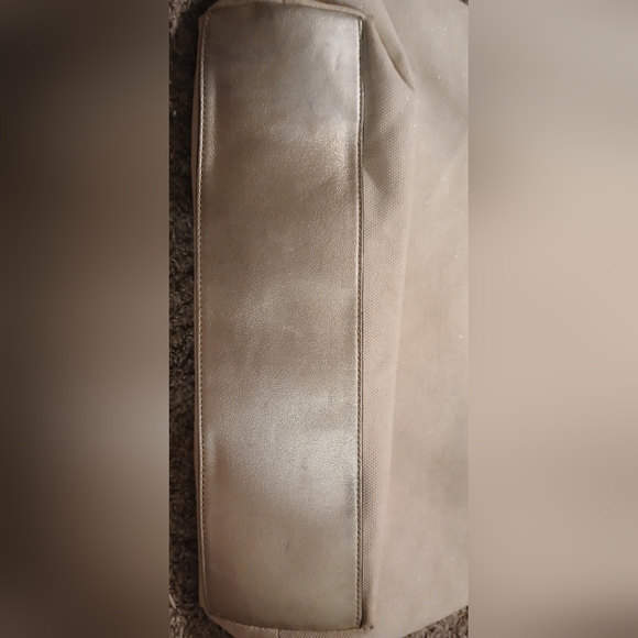 Coach Julia Perry Op Art Tote Ivory Shimmer Canvas Metallic Leather Bag EUC Rare - Picture 9 of 14